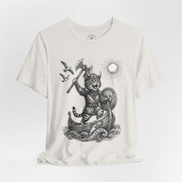Load image into Gallery viewer, Viking Warrior Cat Graphic T-Shirt – Norse Adventure Statement Shirt - Hilt and Stone