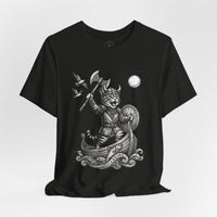 Load image into Gallery viewer, Viking Warrior Cat Graphic T-Shirt – Norse Adventure Statement Shirt - Hilt and Stone