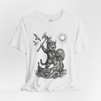Load image into Gallery viewer, Viking Warrior Cat Graphic T-Shirt – Norse Adventure Statement Shirt - Hilt and Stone