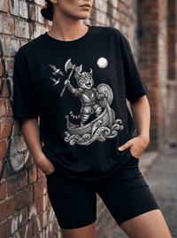 Load image into Gallery viewer, Viking Warrior Cat Graphic T-Shirt – Norse Adventure Statement Shirt - Hilt and Stone