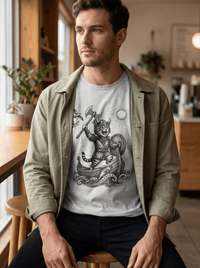 Load image into Gallery viewer, Viking Warrior Cat Graphic T-Shirt – Norse Adventure Statement Shirt - Hilt and Stone