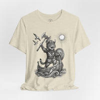Load image into Gallery viewer, Viking Warrior Cat Graphic T-Shirt – Norse Adventure Statement Shirt - Hilt and Stone
