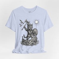 Load image into Gallery viewer, Viking Warrior Cat Graphic T-Shirt – Norse Adventure Statement Shirt - Hilt and Stone