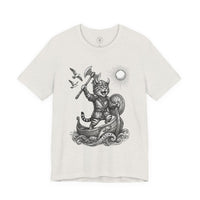 Load image into Gallery viewer, Viking Warrior Cat Graphic T-Shirt – Norse Adventure Statement Shirt - Hilt and Stone