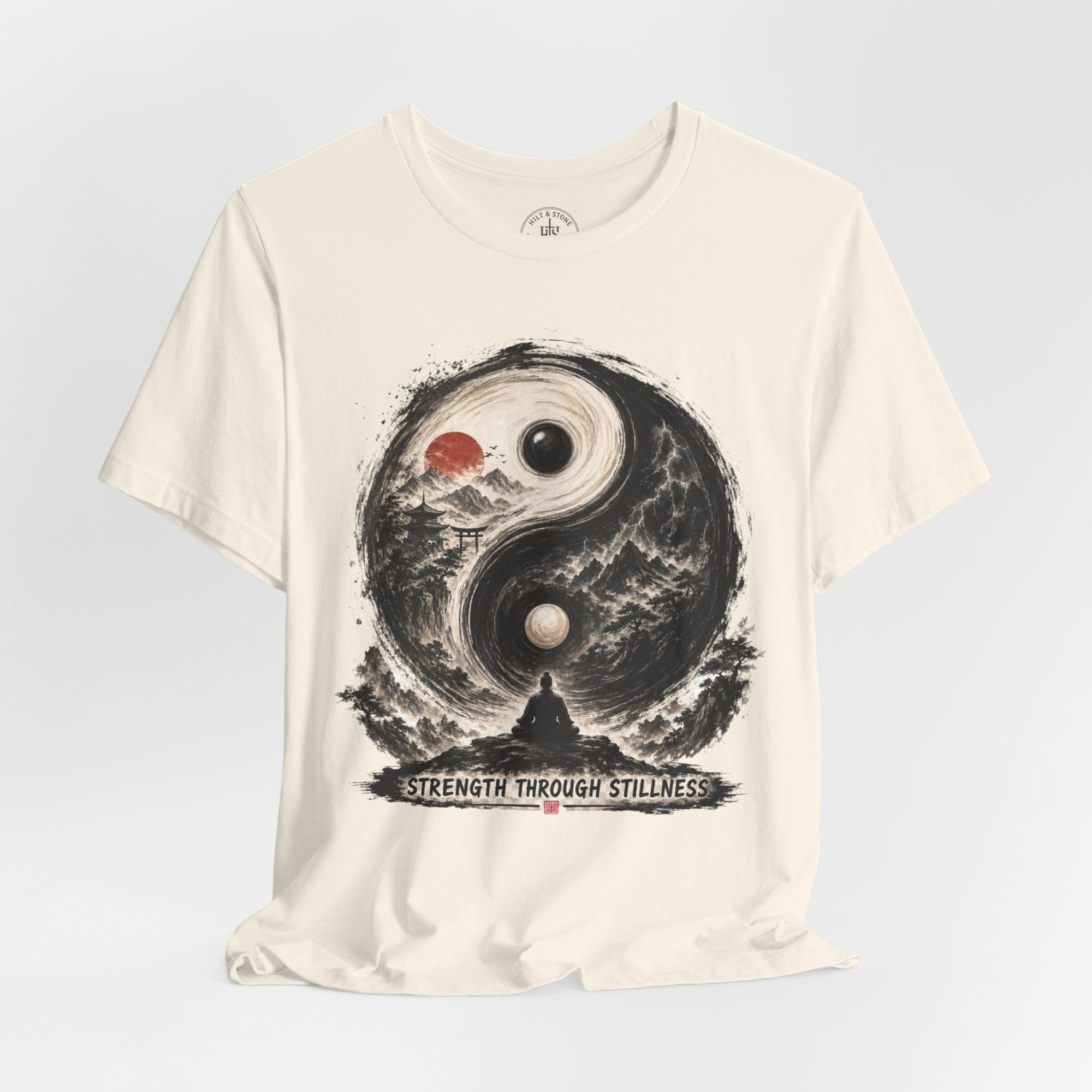 Yin Yang Zen T-Shirt — "Strength Through Stillness" Graphic Tee - Hilt and Stone