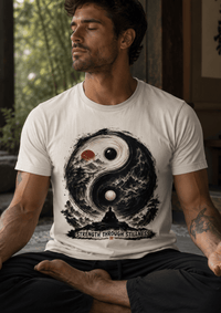 Load image into Gallery viewer, Yin Yang Zen T-Shirt — "Strength Through Stillness" Graphic Tee - Hilt and Stone