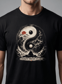 Load image into Gallery viewer, Yin Yang Zen T-Shirt — "Strength Through Stillness" Graphic Tee - Hilt and Stone