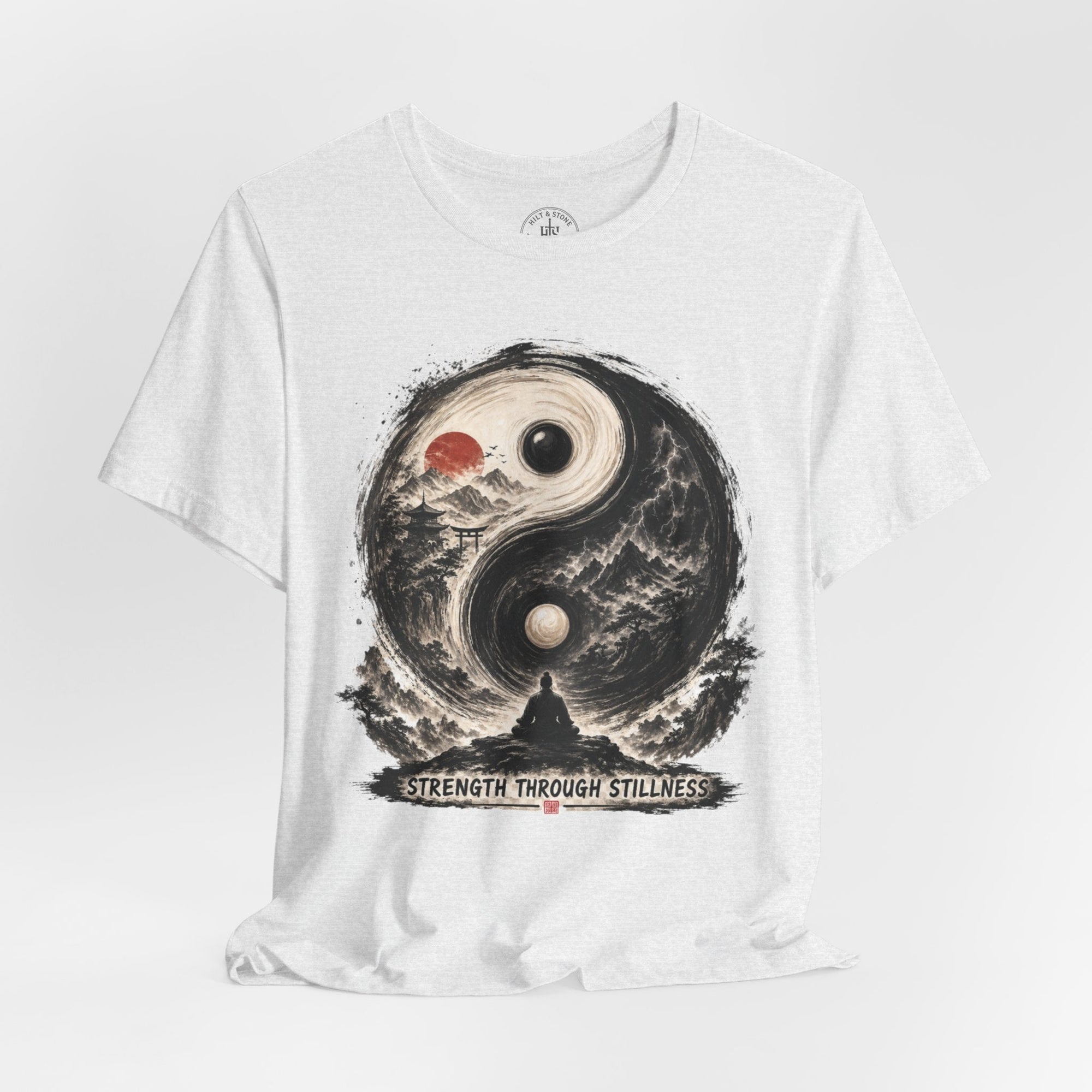 Yin Yang Zen T-Shirt — "Strength Through Stillness" Graphic Tee - Hilt and Stone